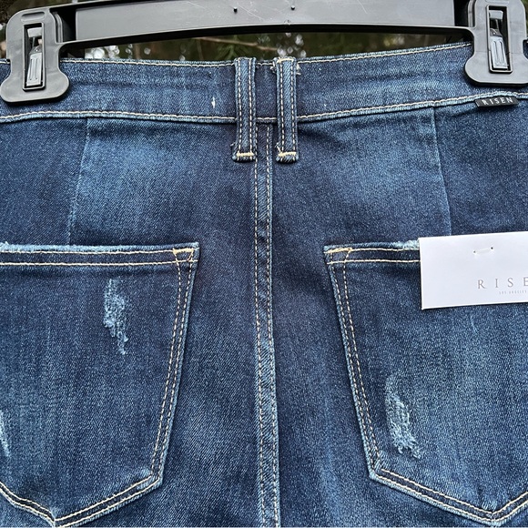 NWT Risen jeans 27 5 ultra high rise flare bell dark denim wide - Picture 7 of 16